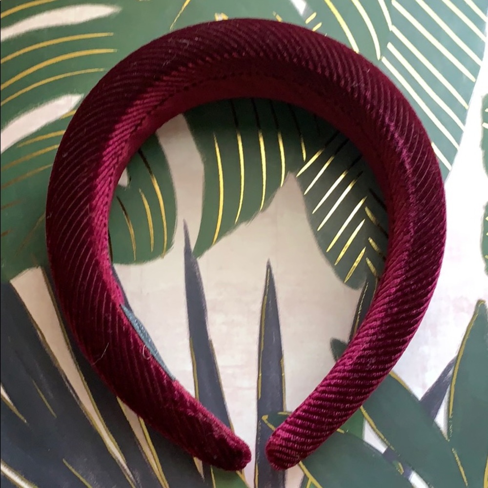 NEW burgundy padded headband corduroy velvet